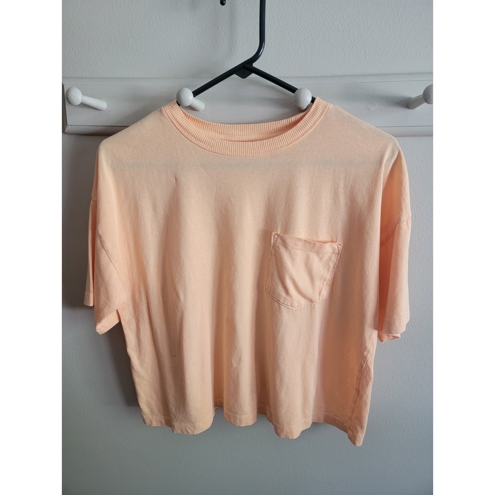 KOHL'S SO Women's Boxy T-shirt Small Pocket Orange Sherbert EUC Cotton Basic